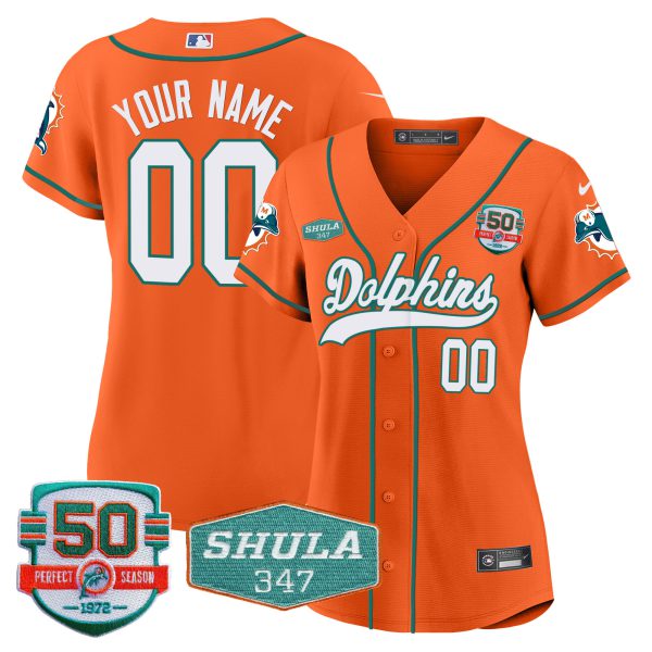 Dolphins 50th & Don Shula 347 Memorial Patch Baseball Custom Jersey - All Stitched - Image 13