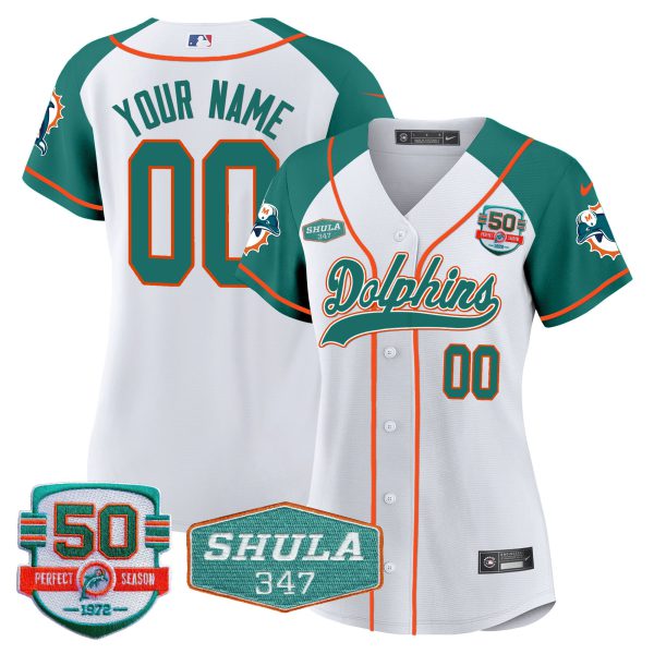 Dolphins 50th & Don Shula 347 Memorial Patch Baseball Custom Jersey - All Stitched - Image 14