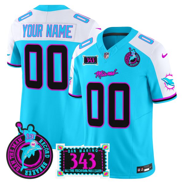 Dolphins "Dan the Man Record Breaker" Patch Vapor Limited Custom Jersey - All Stitched - Image 2
