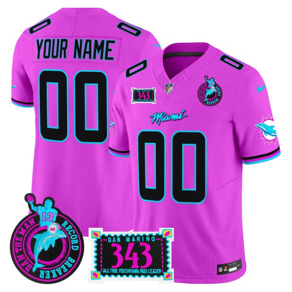 Dolphins "Dan the Man Record Breaker" Patch Vapor Limited Custom Jersey - All Stitched - Image 6
