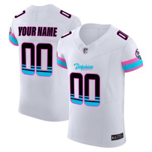 Dolphins Custom Elite White Jersey - All Stitched