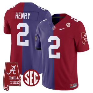 Derrick Henry Alabama Crimson Tide Mix Baltimore Ravens Split Jersey - All Stitched