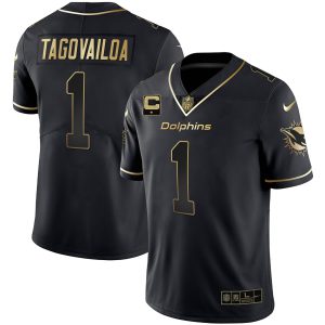 Women's Miami Dolphins White Gold & Black Gold Jersey - All Stitched