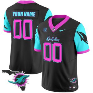 Dolphins Miami Vice Florida Patch Custom Jersey - All Stitched