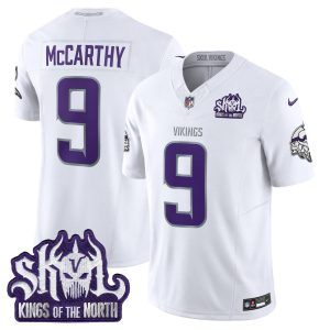 J. J McCarthy Minnesota Vikings 2024 Winter Warrior Skol Patch Jersey - All Stitched