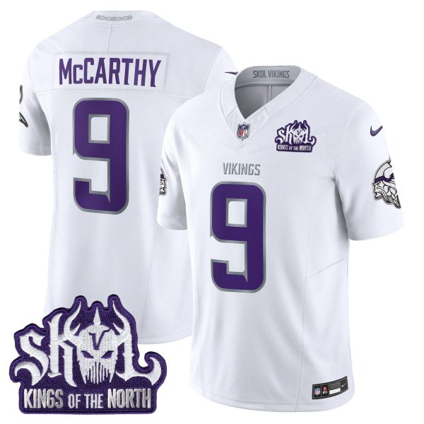 J. J McCarthy Minnesota Vikings 2024 Winter Warrior Skol Patch Jersey - All Stitched
