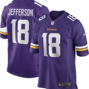 Vikings Justin Jefferson Home Purple Game Jersey - All Stitched