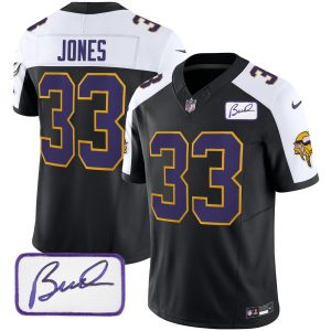 Aaron Jones Vikings Bud Grant Patch Classic Limited Jersey V3 - All Stitched