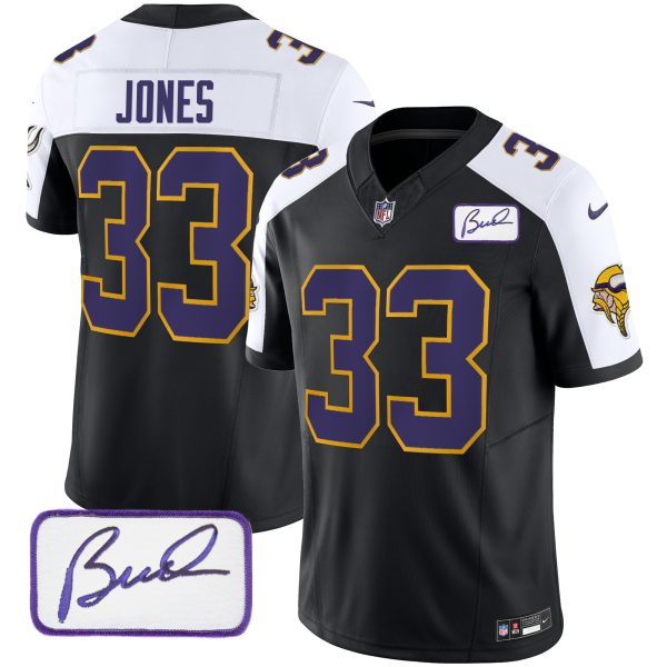Aaron Jones Vikings Bud Grant Patch Classic Limited Jersey V3 - All Stitched