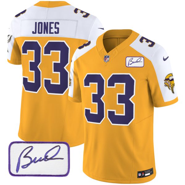 Aaron Jones Vikings Bud Grant Patch Classic Limited Jersey V3 - All Stitched - Image 2