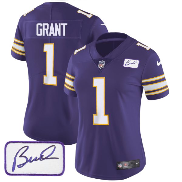 Women's Vikings Bud Grant Patch Classic Limited Jersey - All Stitched - Image 16
