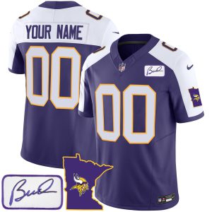 Vikings Bud Grant Patch Classic Limited Custom Jersey V2 - All Stitched