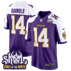 Men's Minnesota Vikings King Of The North Patch Throwback Game Jersey - All Stitched
