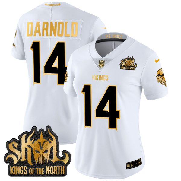 Women's Minnesota Vikings 2024 Winter Warrior Skol Patch Gold Vapor Limited Jersey - All Stitched - Image 10