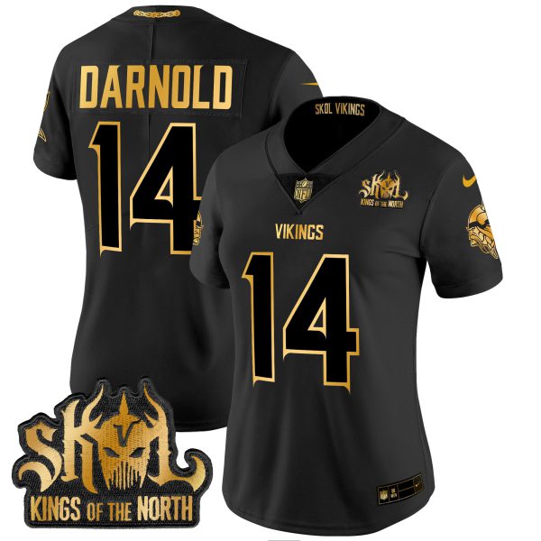 Women's Minnesota Vikings 2024 Winter Warrior Skol Patch Gold Vapor Limited Jersey - All Stitched - Image 19
