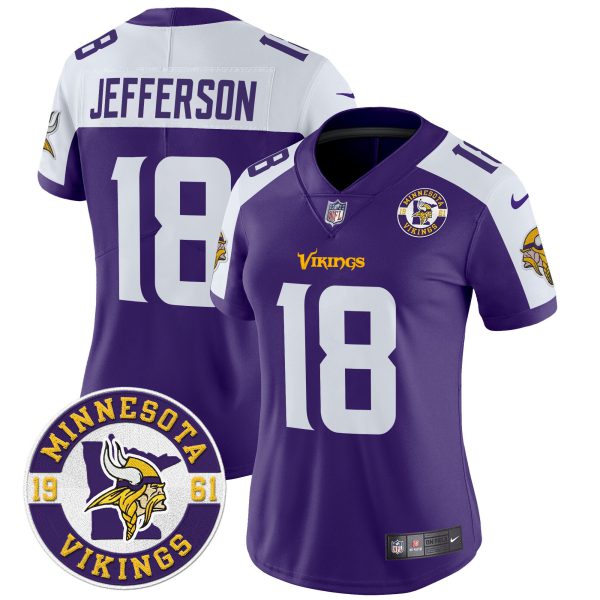Women's Minnesota Vikings 2024 Vapor Limited Jersey V2 - Est. 1961 Patch - All Stitched - Image 2
