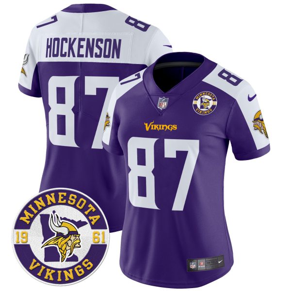 Women's Minnesota Vikings 2024 Vapor Limited Jersey V2 - Est. 1961 Patch - All Stitched - Image 8