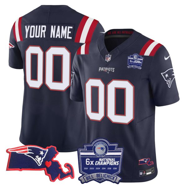 Patriots Bill Belichick 6x Champions Patch Vapor Custom Jersey - All Stitched - Image 3