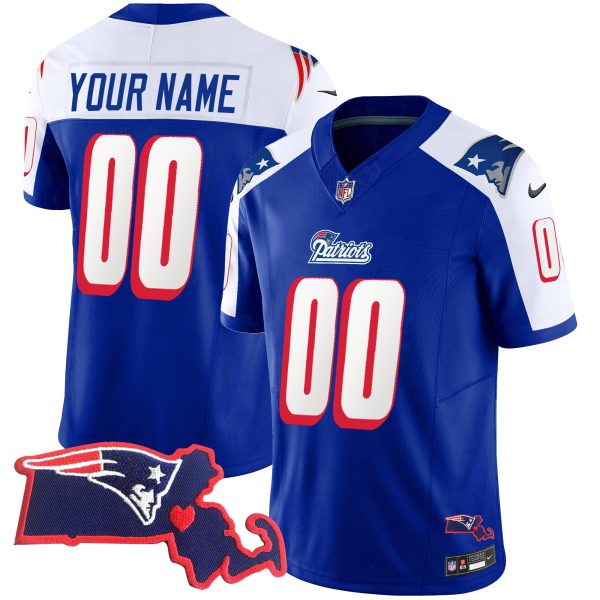 Patriots 1996 Throwback State Patch Vapor Custom Jersey - All Stitched - Image 2
