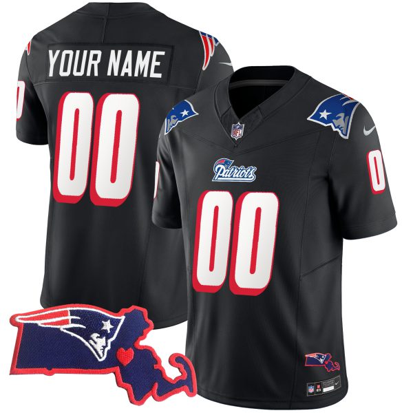 Patriots 1996 Throwback State Patch Vapor Custom Jersey - All Stitched - Image 6
