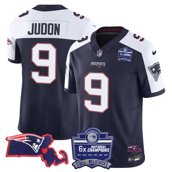 Men's Patriots Bill Belichick 6x Champions Patch Vapor Jersey - All Stitched - Image 3