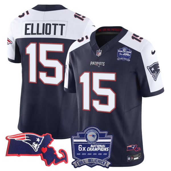 Men's Patriots Bill Belichick 6x Champions Patch Vapor Jersey - All Stitched - Image 4