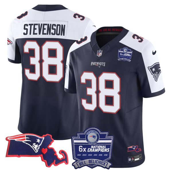 Men's Patriots Bill Belichick 6x Champions Patch Vapor Jersey - All Stitched - Image 6
