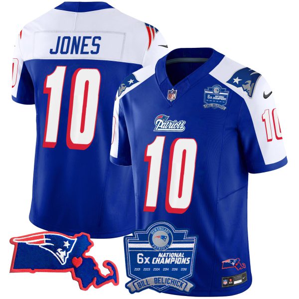 Men's Patriots Bill Belichick 6x Champions Patch Vapor Jersey - All Stitched - Image 9