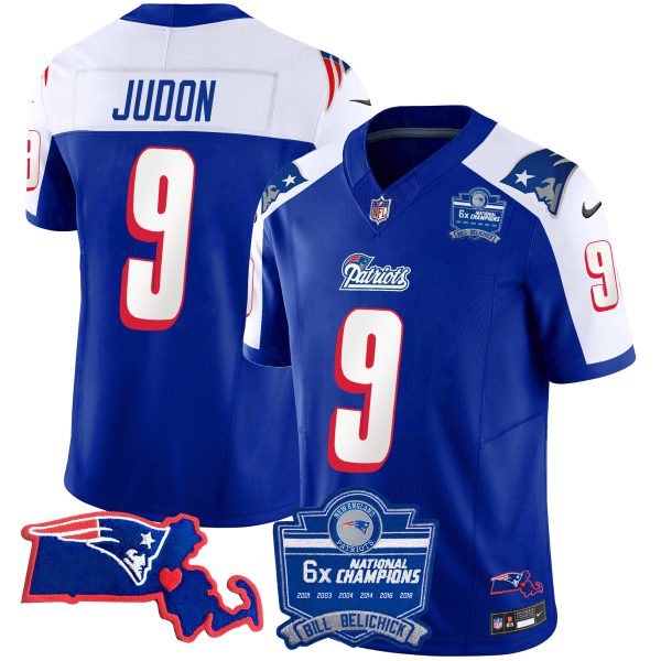 Men's Patriots Bill Belichick 6x Champions Patch Vapor Jersey - All Stitched - Image 10