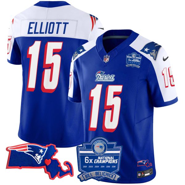 Men's Patriots Bill Belichick 6x Champions Patch Vapor Jersey - All Stitched - Image 11