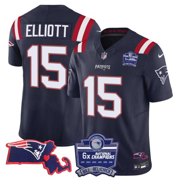 Men's Patriots Bill Belichick 6x Champions Patch Vapor Jersey - All Stitched - Image 18