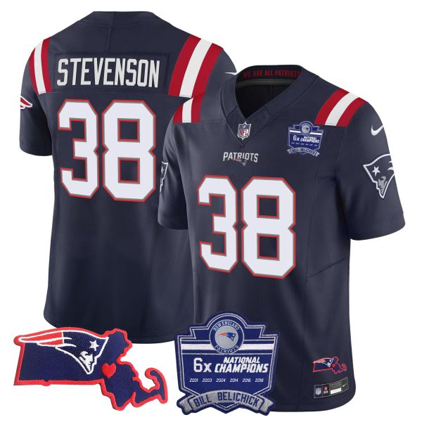 Men's Patriots Bill Belichick 6x Champions Patch Vapor Jersey - All Stitched - Image 20