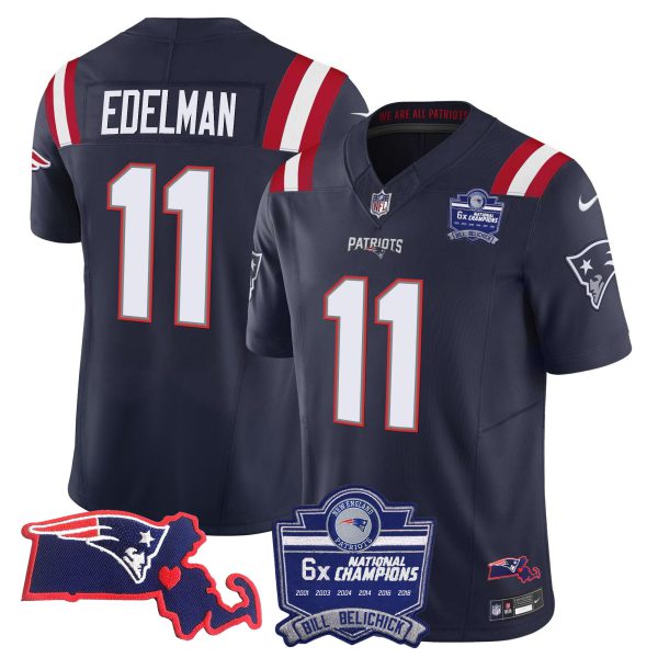 Men's Patriots Bill Belichick 6x Champions Patch Vapor Jersey - All Stitched - Image 21