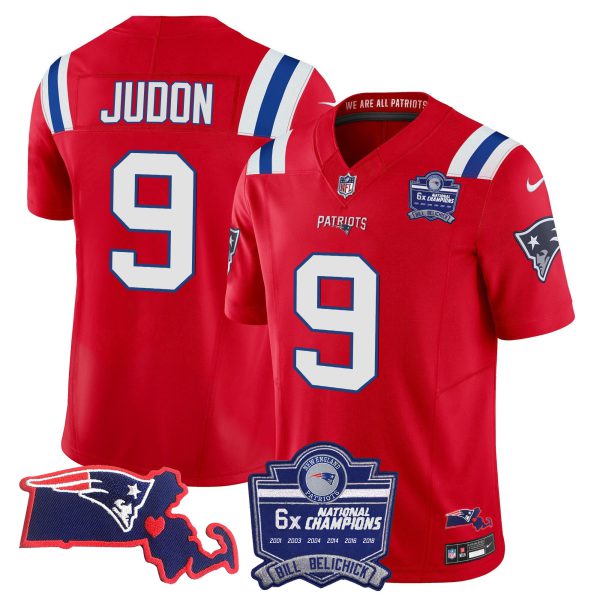 Men's Patriots Bill Belichick 6x Champions Patch Vapor Jersey - All Stitched - Image 24