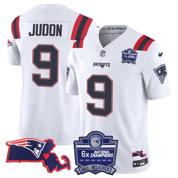 Men's Patriots Bill Belichick 6x Champions Patch Vapor Jersey - All Stitched - Image 31