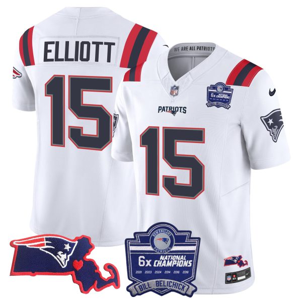 Men's Patriots Bill Belichick 6x Champions Patch Vapor Jersey - All Stitched - Image 32