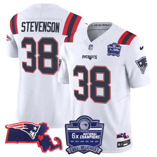 Men's Patriots Bill Belichick 6x Champions Patch Vapor Jersey - All Stitched - Image 34