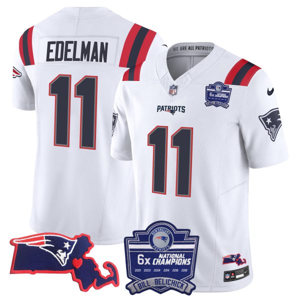 Men's Patriots Bill Belichick 6x Champions Patch Vapor Jersey - All Stitched - Image 35