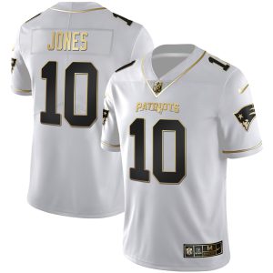 Men's New England Patriots White Gold & Black Gold Jersey - All Stitched