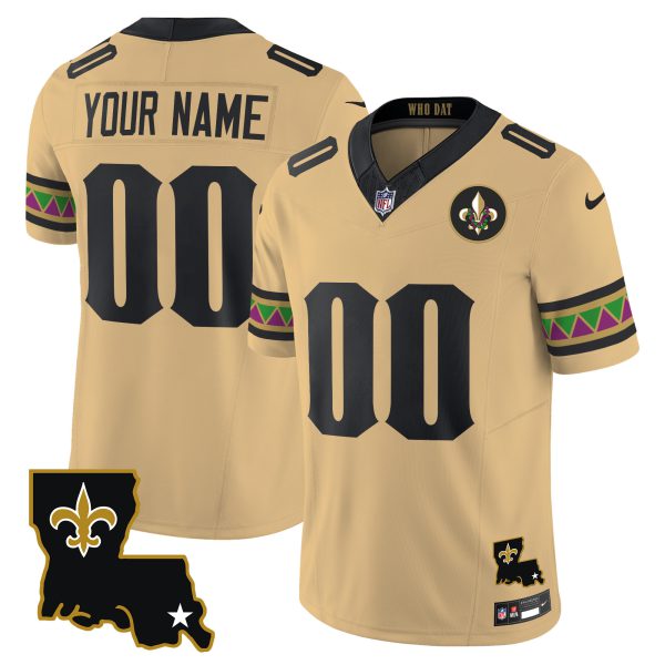 Saints Mardi Gras Vapor Limited Custom Jersey - All Stitched - Image 3
