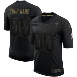 Black New Orleans Saints Salute To Service Custom Jersey - All Stitched