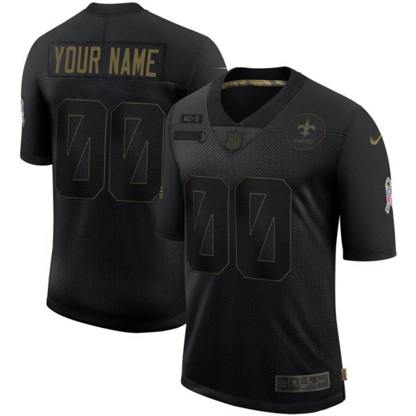 Black New Orleans Saints Salute To Service Custom Jersey - All Stitched