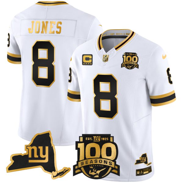 Men's New York Giants 100th Season & State Patch Gold Vapor Limited Jersey - All Stitched - Image 9
