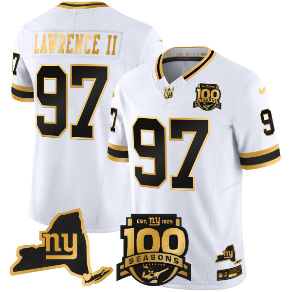 Men's New York Giants 100th Season & State Patch Gold Vapor Limited Jersey - All Stitched - Image 14