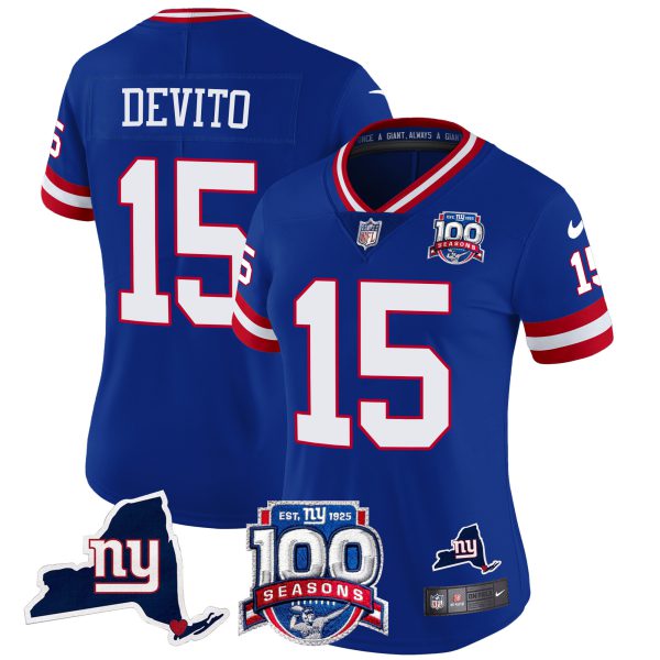 Women's New York Giants 100th Season & State Patch Vapor Limited Jersey - All Stitched - Image 15