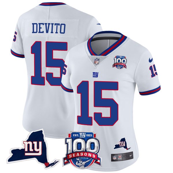 Women's New York Giants 100th Season & State Patch Vapor Limited Jersey - All Stitched - Image 22