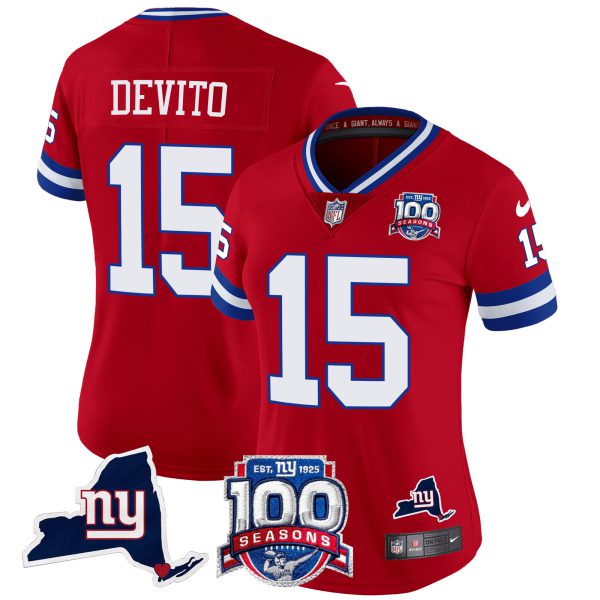 Women's New York Giants 100th Season & State Patch Vapor Limited Jersey - All Stitched - Image 29