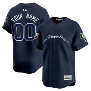 Metallica Oakland A's Navy Custom Jersey - All Stitched