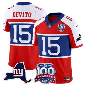 Men's New York Giants 'Century Red' 100th Commemorative Vapor Jersey V2 - All Stitched