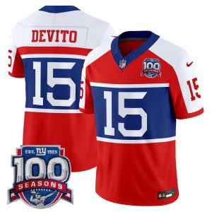 Men's New York Giants 'Century Red' 100th Season Commemorative Vapor Jersey - All Stitched